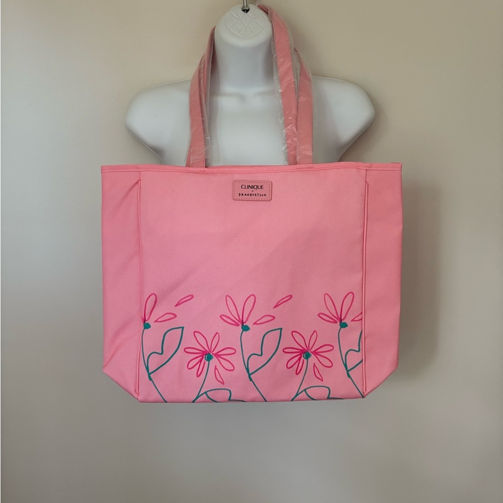 Clinique Pink Floral Tote Bag - Beach Bag